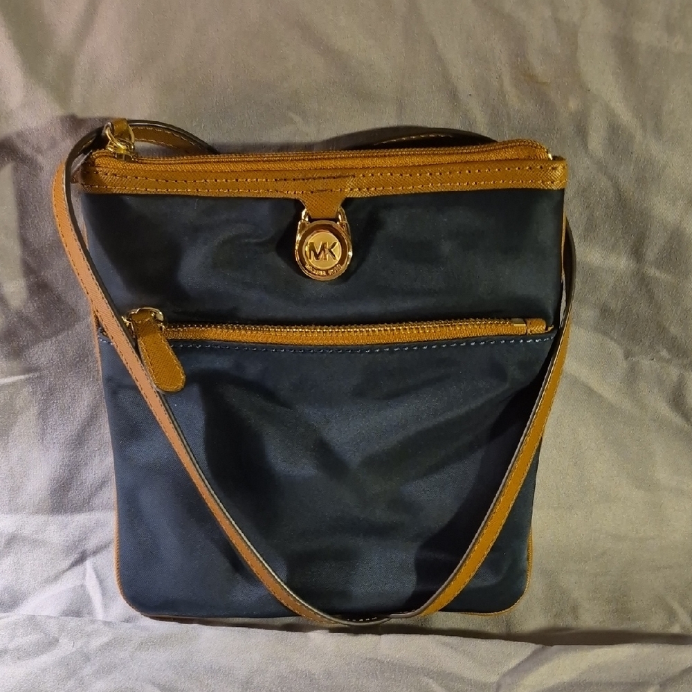 Michael Kors Navy and Tan Shoulder Bag